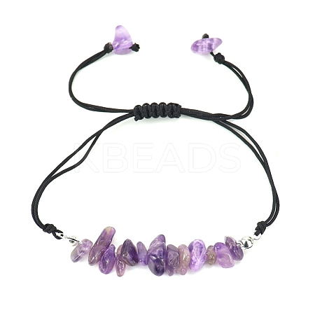 Natural Amethyst Braided Bead Bracelets PW-WG14195-08-1