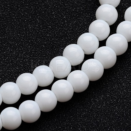 Opaque Color Glass Round Bead Strands GLAA-I026-4mm-02-1