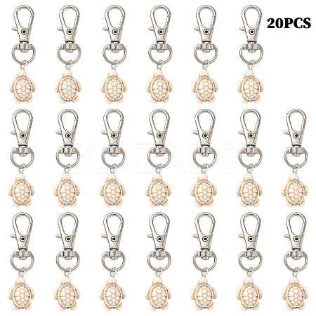 20Pcs Tortoise Synthetic Turquoise Pendant Decorations HJEW-YW00121-03-1