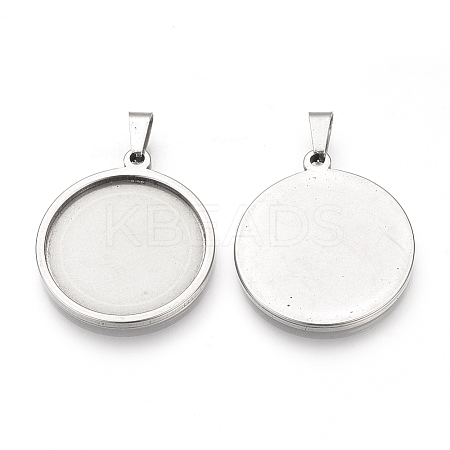 Tarnish Resistant 201 Stainless Steel Pendant Cabochon Settings LS-STAS-S073-06A-P-1