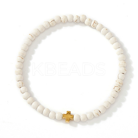 Bohemian Synthetic Howlite Round Beads Stretch Bracelets LS-NO3013-2-1