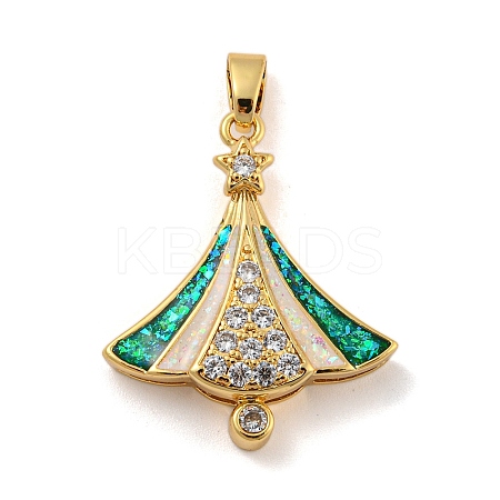 Christmas Brass Micro Pave Cubic Zirconia Pendants KK-H468-03A-03G-1