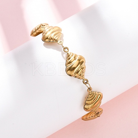 304 Stainless Steel Spiral Shell Shape Link Bracelets for Women BJEW-L706-04G-1