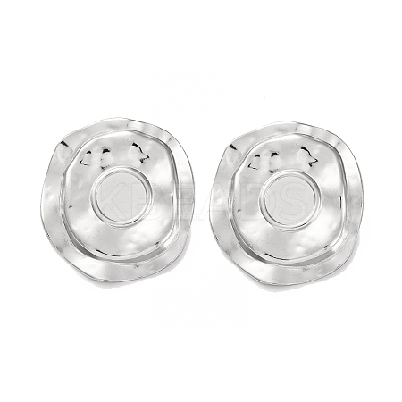 304 Stainless Steel Flat Round Stud Earrings EJEW-K295-19P-1