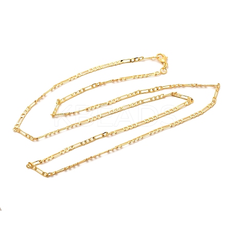 2mm Rack Plating Brass Figaro Chain Necklaces for Women Men MAK-L044-34G-1