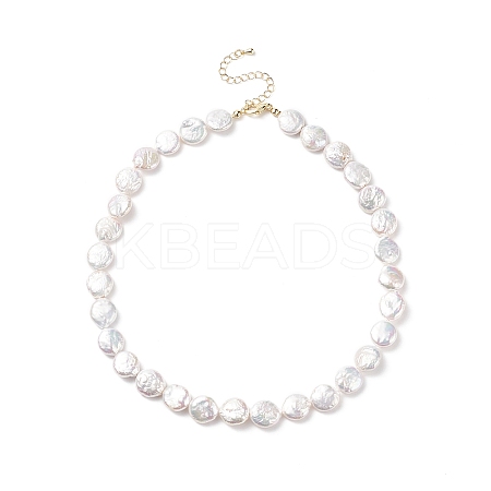 Natural Keshi Pearl Beaded Necklace with Brass Clasp for Women NJEW-JN04058-1