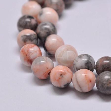 Natural Pink Zebra Jasper Beads Strands G-P231-01-10mm-1