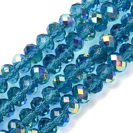 Electroplate Transparent Glass Beads Strands EGLA-A046-01B-10-1