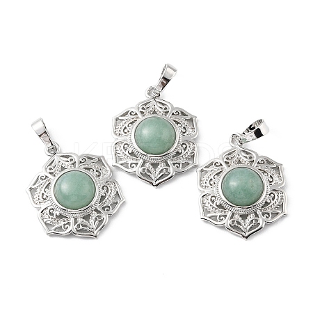 Natural Green Aventurine Pendants G-P498-02P-03-1