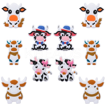 10Pcs 5 Styles Cattle Food Grade Eco-Friendly Silicone Beads SIL-SZ0001-69-1