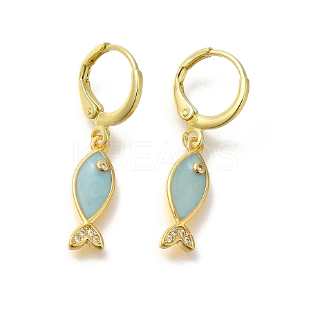 Brass Clear Cubic Zirconia Hoop Earrings EJEW-M045-02G-01-1
