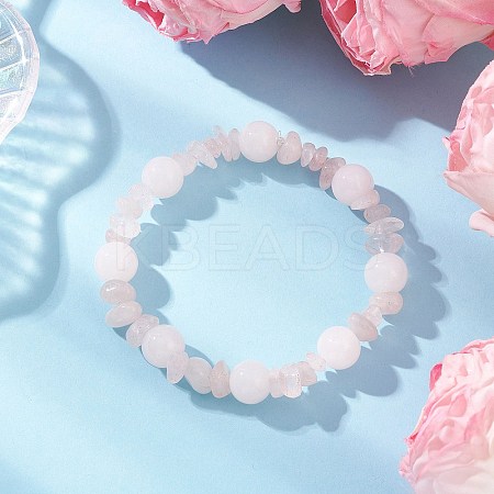 Baking Paint Imitation Jade Glass Round Beaded Stretch Bracelets for Women BJEW-JB12158-01-1