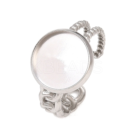 304 Stainless Steel Open Cuff Ring Components STAS-F366-09C-P-1