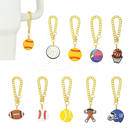 9Pcs 9 Styles Ball Game PVC Plastic Cup Charms HJEW-CJ0001-18-1