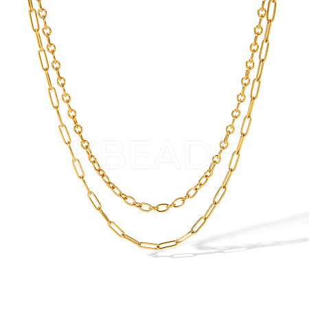 Stainless Steel Double Layer Necklaces for Women PW-WG2F46D-03-1