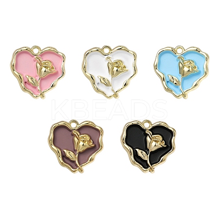 5Pcs Rack Plating Alloy Enamel Pendants ENAM-YW0001-48-1