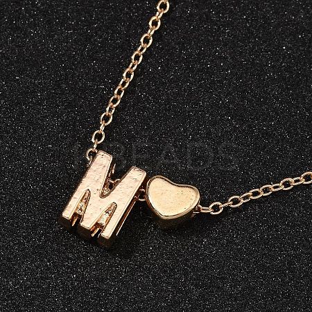 Alloy Letter Heart Pendant Necklaces for Women NJEW-FS0001-09M-1