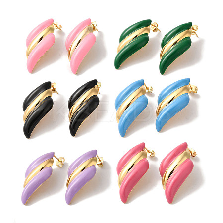 Golden Ion Plating(IP) 304 Stainless Steel Stud Earrings for Women EJEW-L287-044G-1