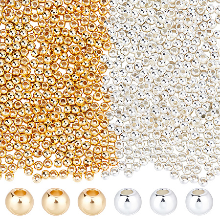 800Pcs 2 Colors Rack Plating Brass Beads KK-BBC0023-18-1