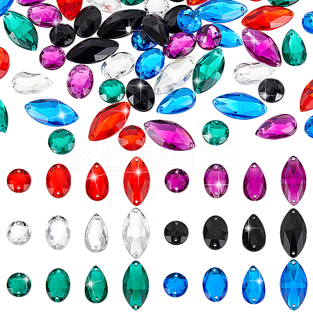 96Pcs 24 Styles Oval Teardrop Horse Eye Sew on Rhinestone ACRT-PH0001-15-1
