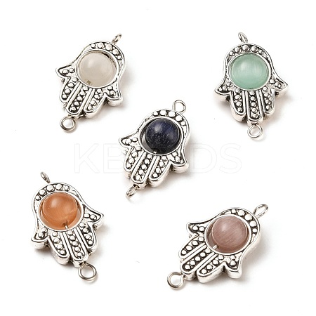 Tibetan Style Alloy Frames with Cat Eye Beads Links PALLOY-JF00479-1