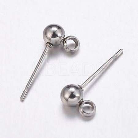 Non-Tarnish 304 Stainless Steel Ball Stud Earrings Findings LS-STAS-K146-017-4mm-1