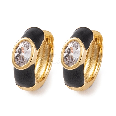 Rack Plating Brass Cubic Zirconia Enamel Earrings EJEW-S219-14G-02-1