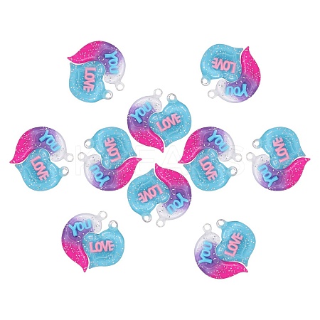 10 Sets Gradient Color Opaque Resin Pendants RESI-SZ0001-91D-1