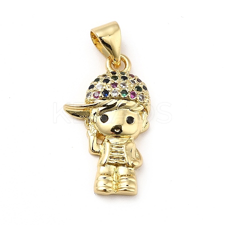 Brass Micro Pave Cubic Zirconia Pendants KK-H433-13B-G-1