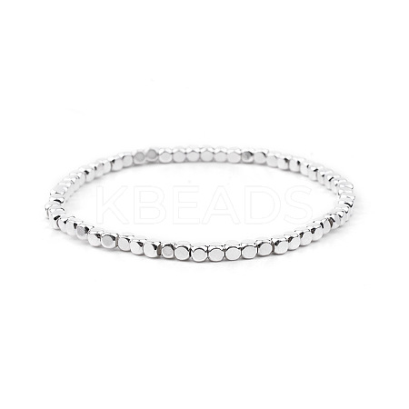 Gold-tone Miyuki Elastic Crystal Beaded Bracelet with Acrylic Tube Beads ST8926161-1