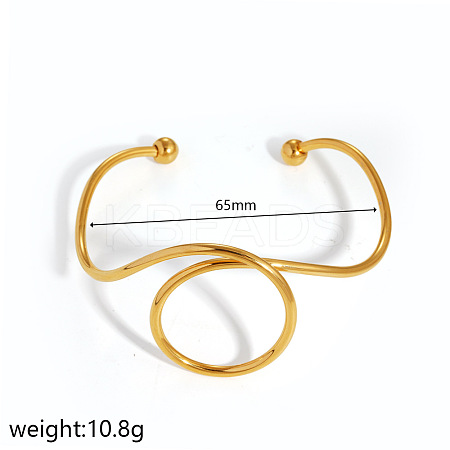 304 Stainless Steel Spiral Geometric Upper Arm Cuff Bangles for Women WG66983-01-1