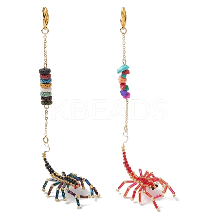 Scorpion Glass Seed Beads Pendant Decoration HJEW-MZ00121-1
