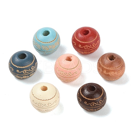 Painted Natural Wood Beads WOOD-N006-02A-M-1