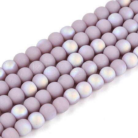 Frosted Opaque Glass Beads Strands GLAA-T032-P4mm-MBB07-1