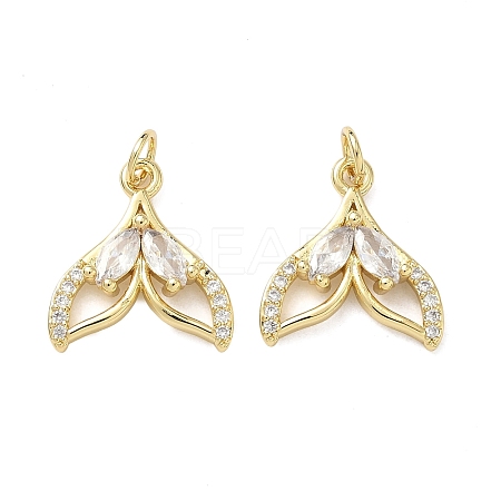 Brass Micro Pave Clear Cubic Zirconia Pendants KK-F930-08A-G-1