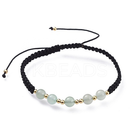 Adjustable Natural Green Aventurine Braided Bead Bracelets BJEW-JB04599-03-1