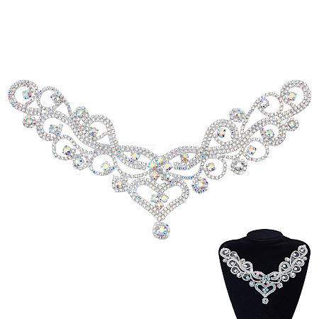 Flower Hotfix Rhinestone Iron on Patches Appliques DIY-WH0671-064B-1
