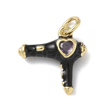 Brass Micro Pave Cubic Zirconia Charms KK-B155-17G-02-1
