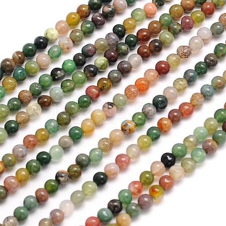 Natural Indian Agate Round Beads Strands G-N0166-23-3mm-1