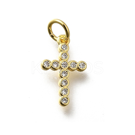 Brass Micro Pave Cubic Zirconia Charms KK-P295-54G-1