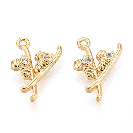 Brass Pave Cubic Zirconia Charms KK-N263-107G-1