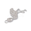 Rack Plating Brass Micro Pave Clear Cubic Zirconia Bird Pendants KK-L155-67P-3