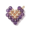 Natural Amethyst Copper Wire Wrapped Pendants PALLOY-JF02037-02-1