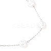 304 Stainless Steel with ABS Plastic Pearl Flat Round Bead Cable Chain Necklaces for Women NJEW-G190-03P-6