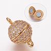 Brass Micro Pave Cubic Zirconia Magnetic Clasps with Loops ZIRC-G097-02G-1