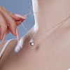 Rhodium Plated Summer Beach 925 Sterling Silver Micro Pave Clear Cubic Zirconia Cable Chain Conch Shell Pendant Necklaces NJEW-Q342-05P-2