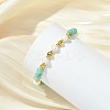 Round Natural Amazonite & Cultured Freshwater Pearl & Brass Beaded Stretch Bracelets for Women BJEW-JB14060-01-2