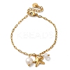 Natural Quartz Crystal & Fresheater Pearl & Starfish Charm Bracelets BJEW-K237-06G-03-1