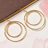 Electroplated 304 Stainless Steel Flat Round Dangle Earrings EJEW-Z129-09G-3