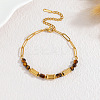 Natural Tiger Eye & 304 Stainless Steel Beaded Link Bracelets WGF19B2-01-1